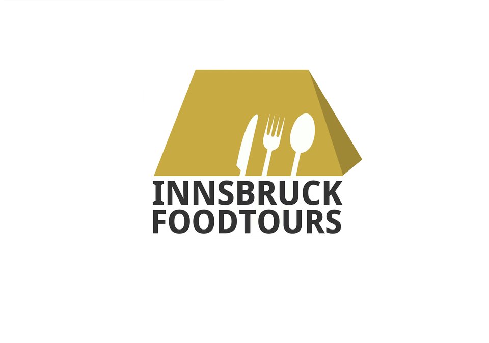 Das Logo der Innsbruck Food Tour: Messer, Gabel und Löffel vor dem goldenen Dachl